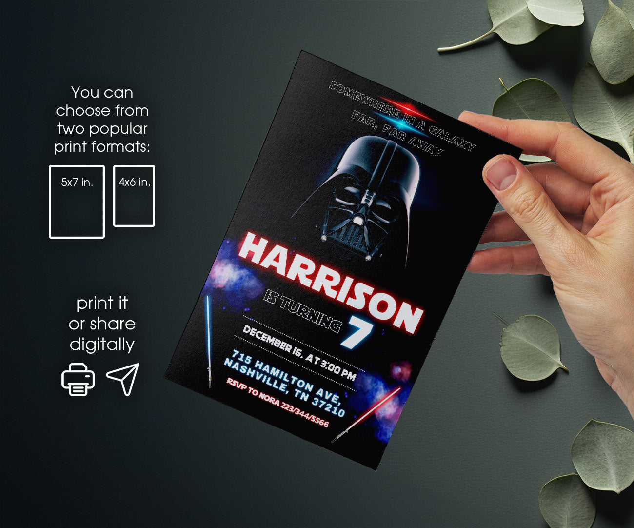 Star Wars Darth Vader customizable invitation template | Share or Print | boy | HC087