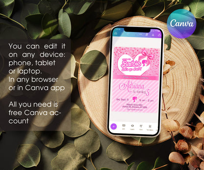 Barbie Pink customizable invitation template | Share or Print | girl | VR814