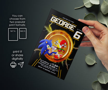 Sonic the Hedgehog customizable invitation template | Share or Print | HC894