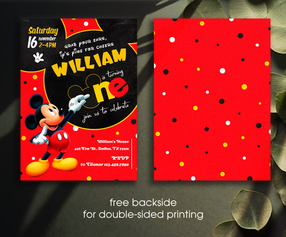 Mickey Mouse 1st Birthday customizable invitation template | Share or Print | ND898