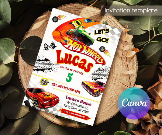 Hot Wheels Racing customizable invitation template | Share or Print | boy | GM157