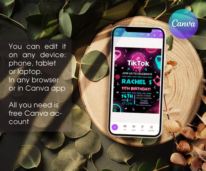 Tik Tok Party customizable invitation template | Share or Print | TG172