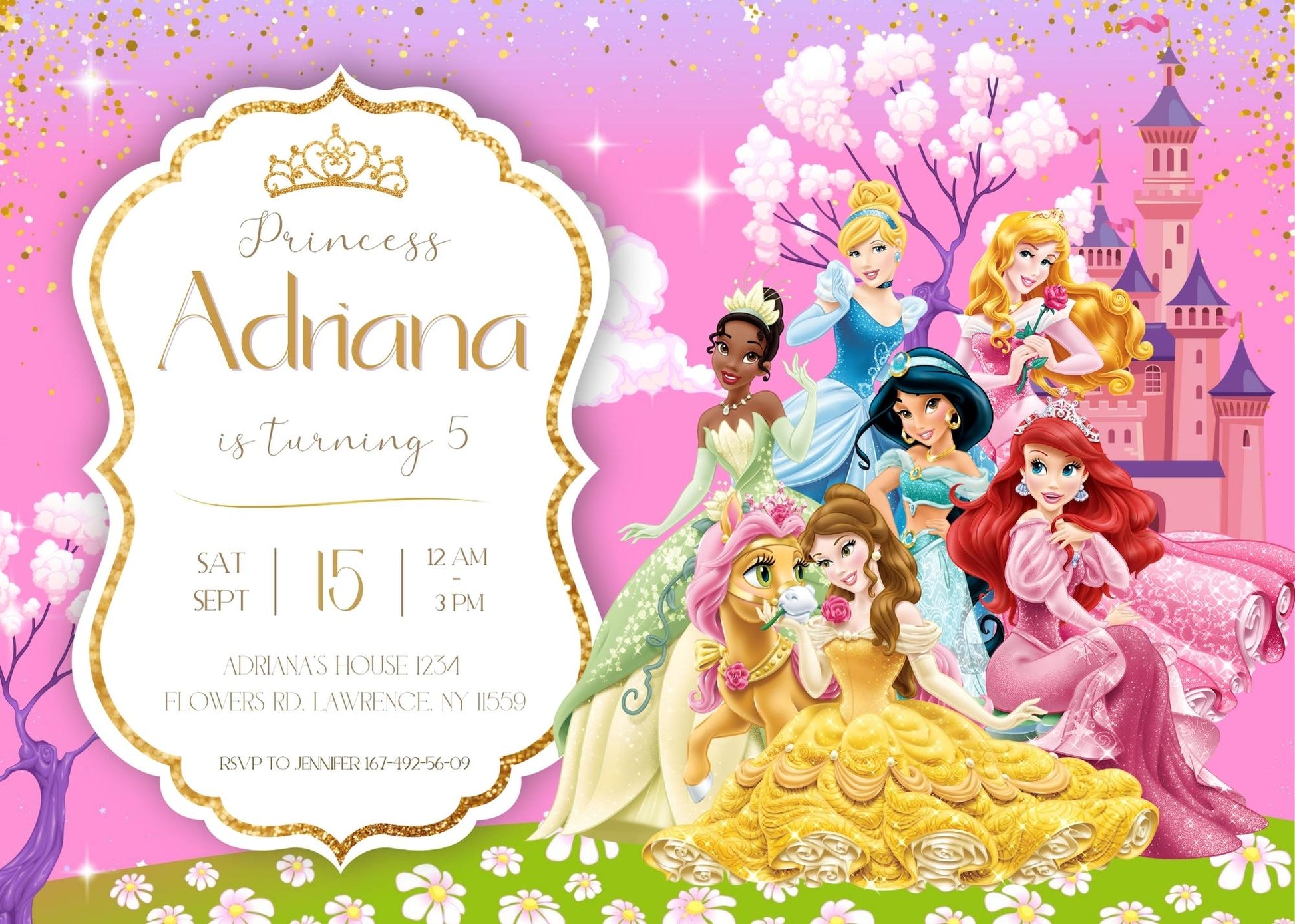Disney Princess customizable invitation template | Share or Print | girl | ZY286