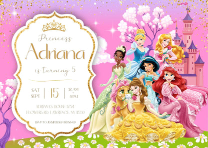 Disney Princess customizable invitation template | Share or Print | girl | ZY286