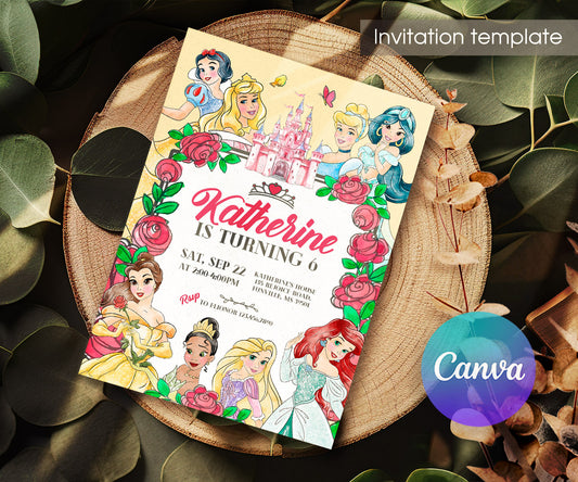 Disney Princess customizable invitation template | Share or Print | girl | XB591
