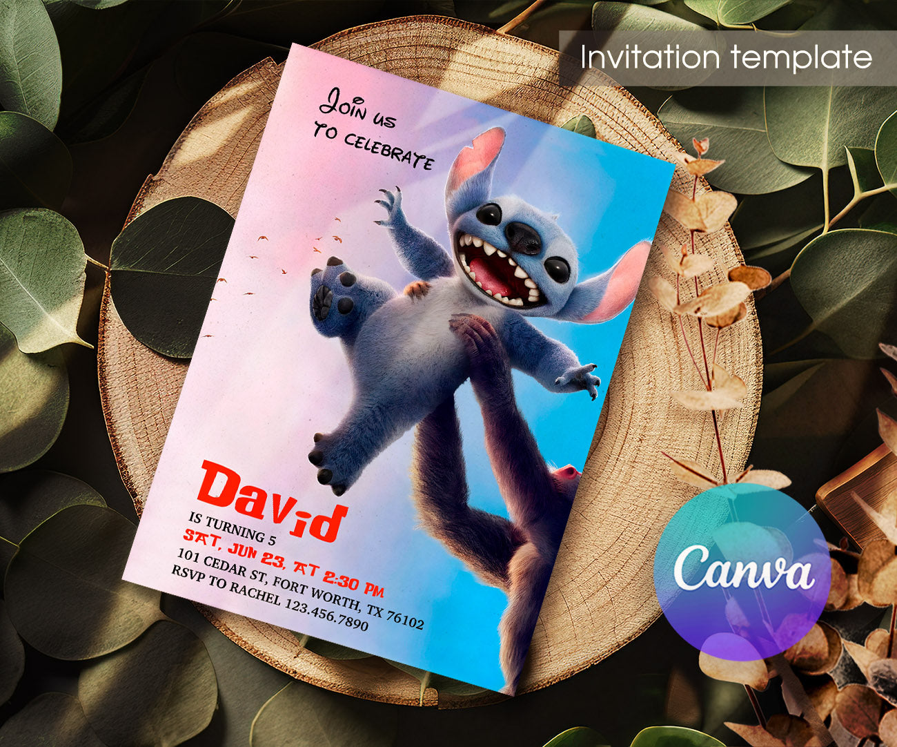 Lilo & Stitch Aloha customizable invitation template | Share or Print | TX291