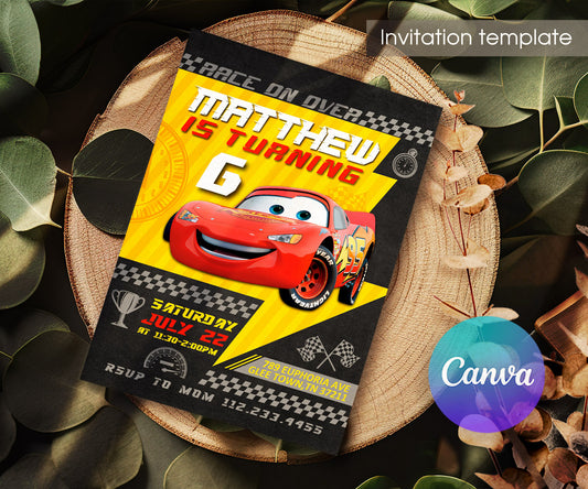 Cars Lightning McQueen customizable invitation template | Share or Print | boy | YA521