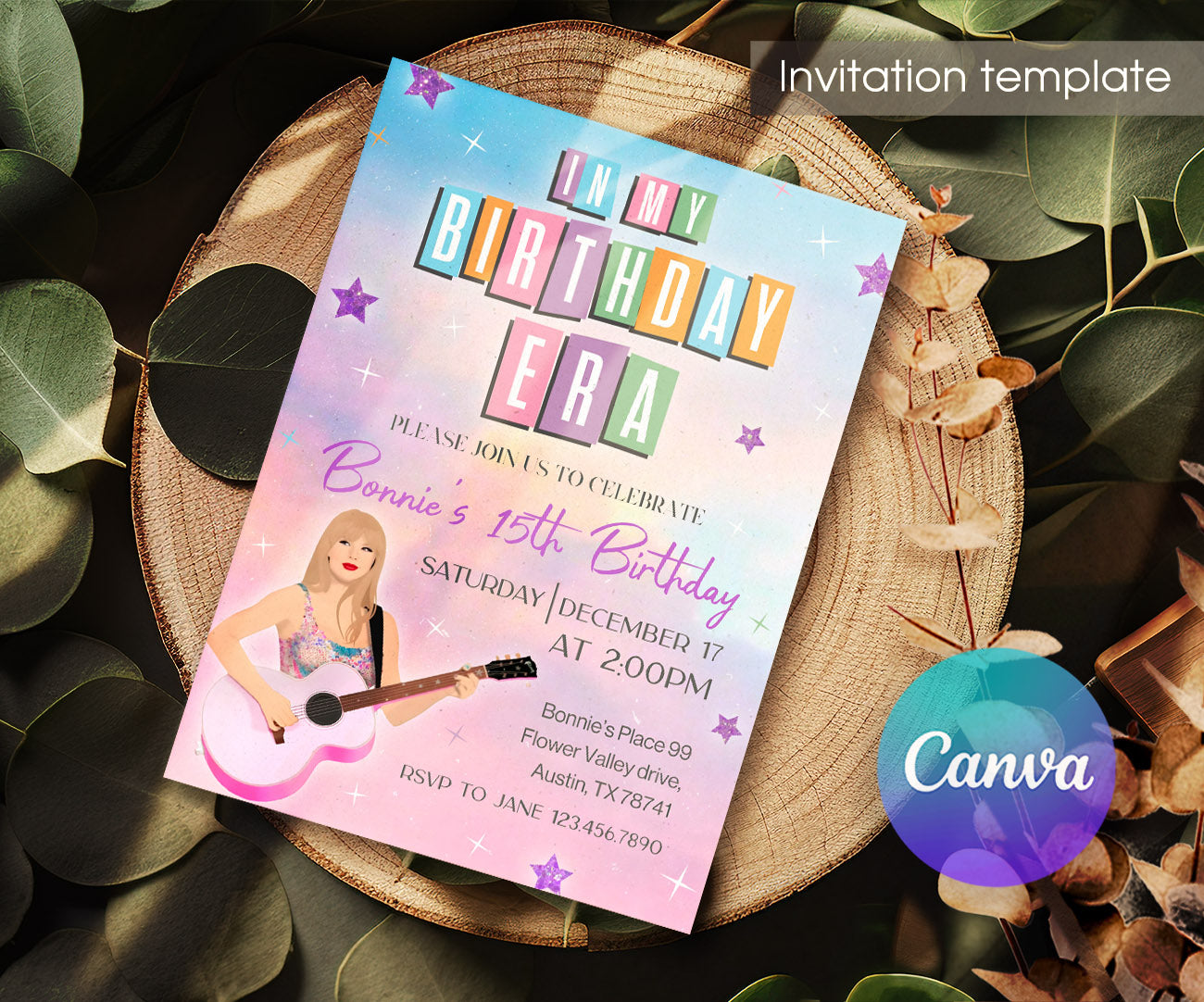 Taylor Swift Eras Tour customizable invitation template | Share or Print | girl | OD948