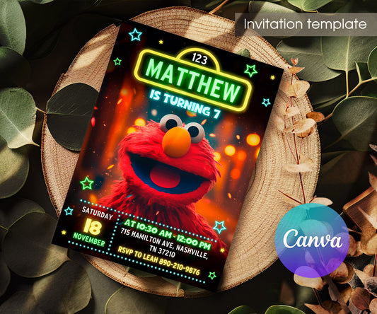 Sesame Street Elmo customizable invitation template | Share or Print | XP572