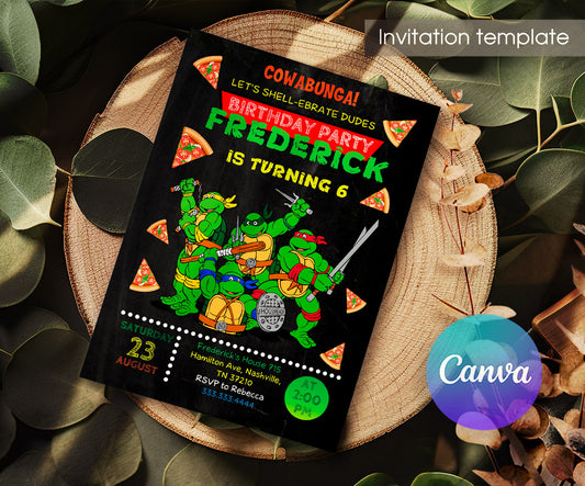 Teenage Mutant Ninja Turtles customizable invitation template | Share or Print | boy | JC394