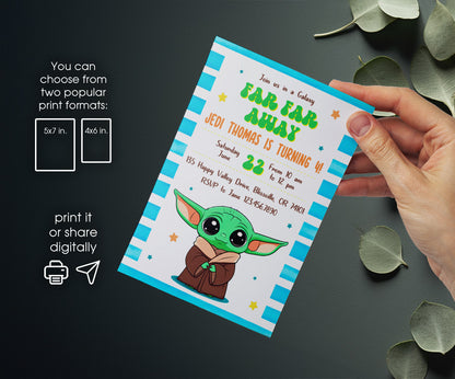 Baby Yoda Grogu Star Wars Mandalorian customizable invitation template | Share or Print | boy | AV341