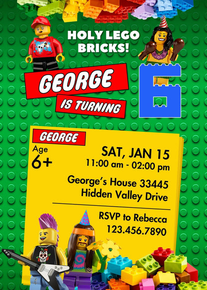 Lego Minifigures customizable invitation template | Share or Print | YJ300