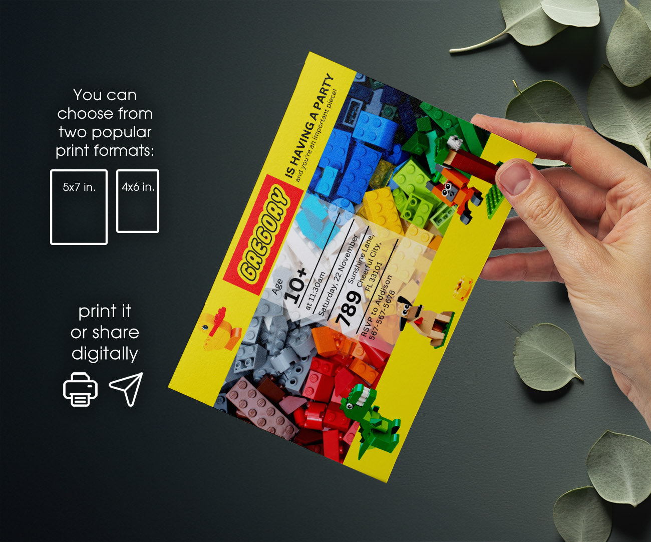Lego customizable invitation template | Share or Print | XL082