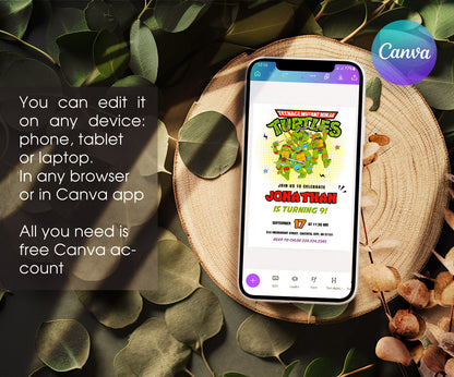 Teenage Mutant Ninja Turtles customizable invitation template | Share or Print | boy | SB998