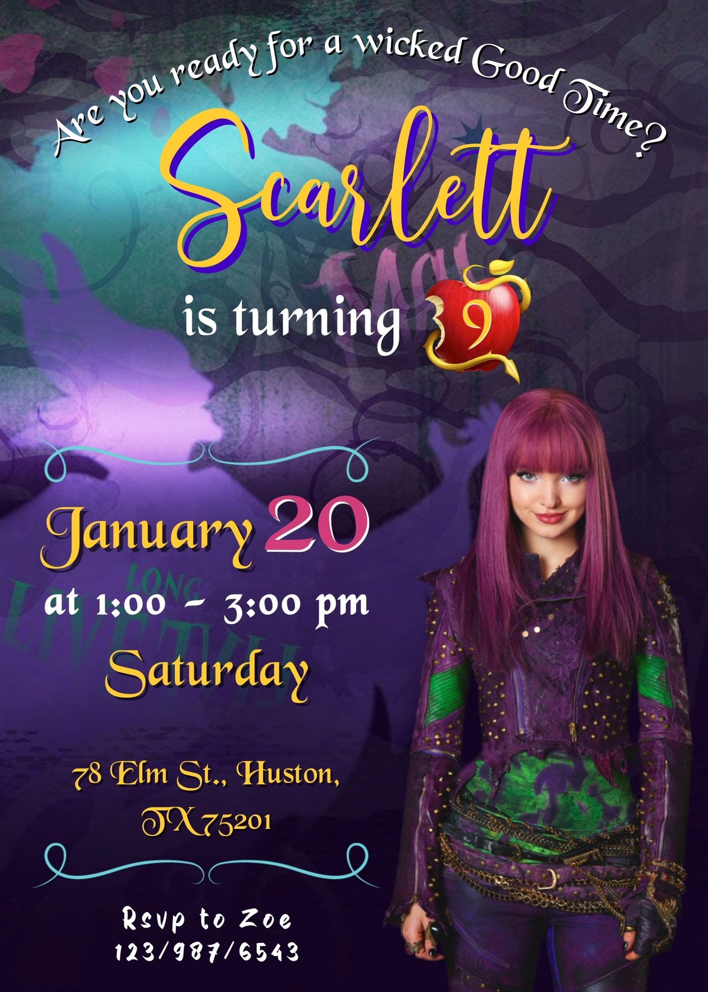 Descendants Disney customizable invitation template | Share or Print | YN989