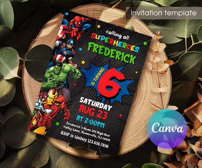 Avengers Marvel Superhero customizable invitation template | Share or Print | boy | OM573