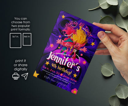 Trolls Poppy customizable invitation template | Share or Print | PZ441