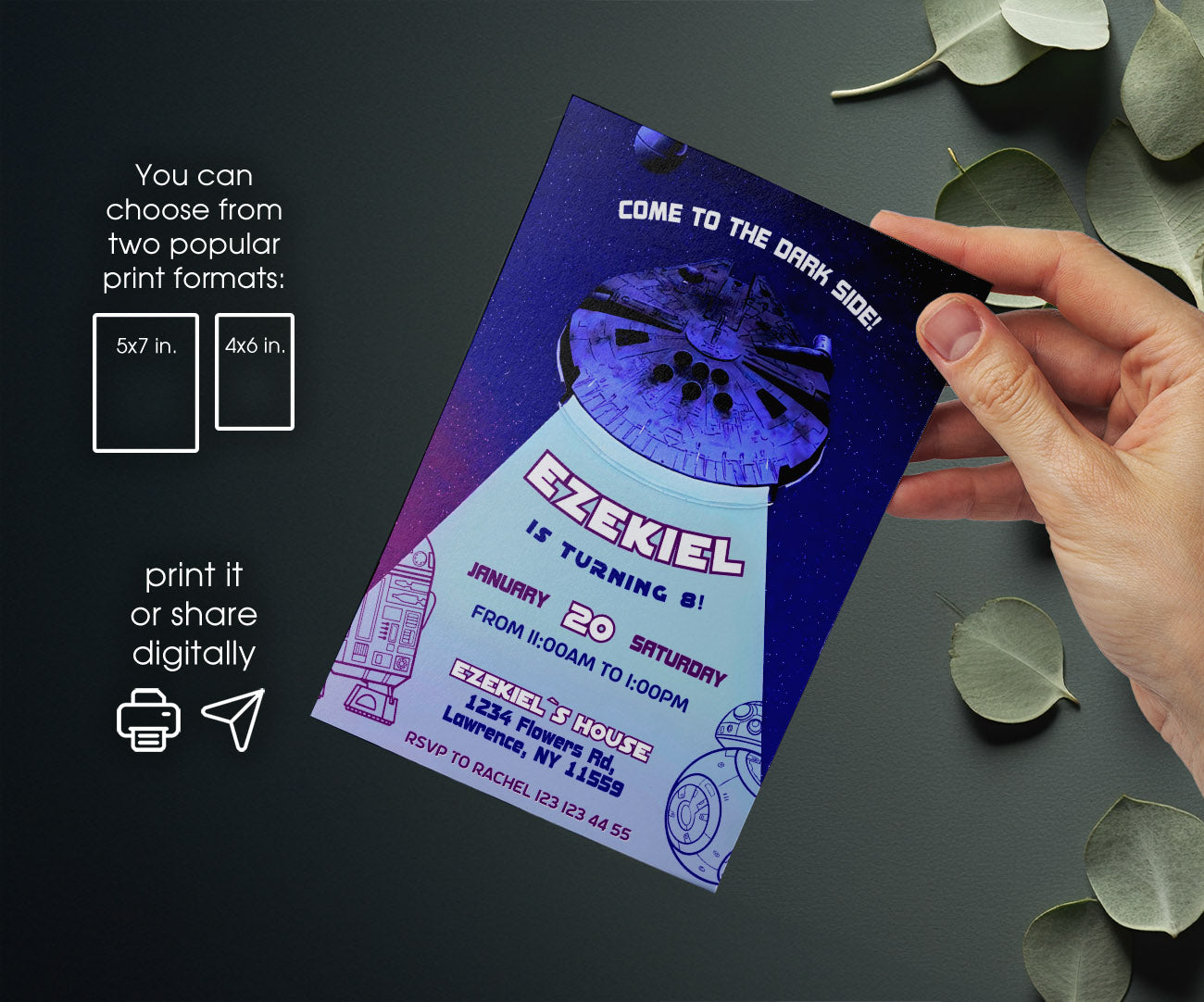 Star Wars Darth Vader customizable invitation template | Share or Print | boy | FB730