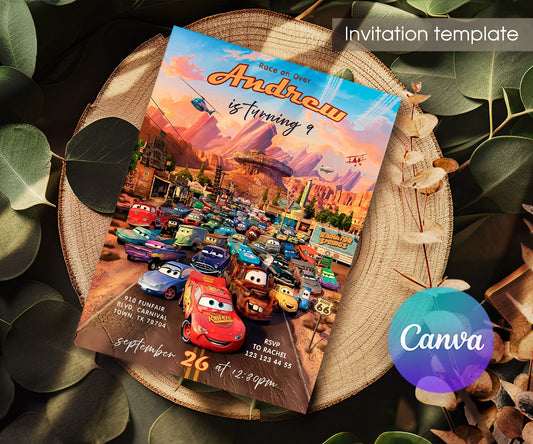 Cars Lightning McQueen customizable invitation template | Share or Print | boy | NW779