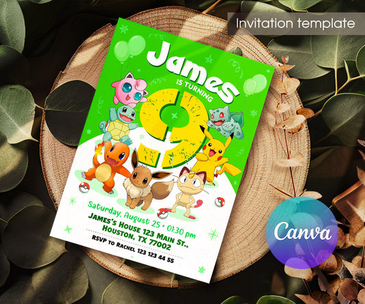 Pokemon Pikachu customizable invitation template | Share or Print | IS966