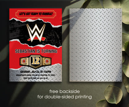 Wrestling WWE WrestleMania customizable invitation template | Share or Print | boy | MB199