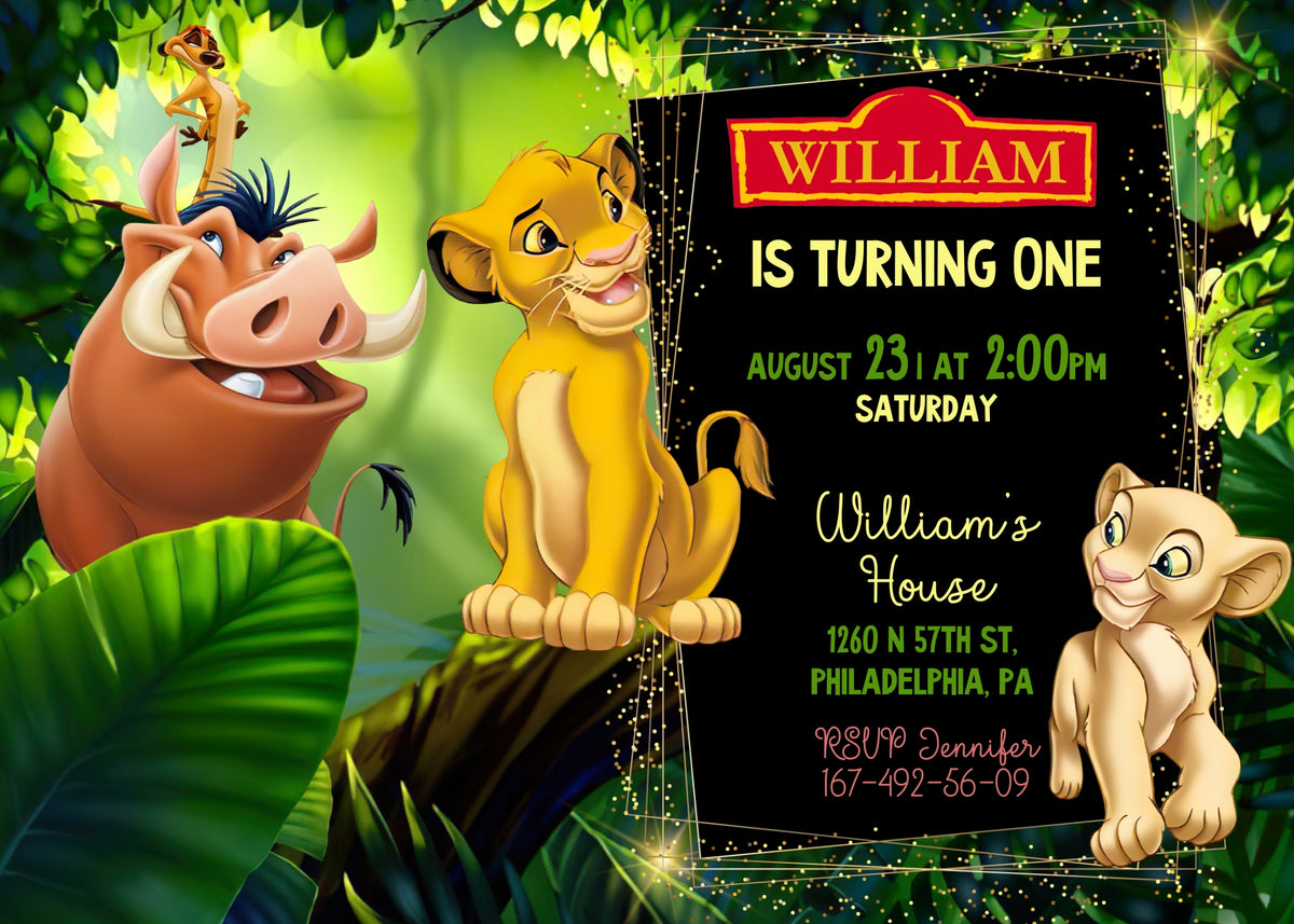 Lion King Simba customizable invitation template | Share or Print | PK407