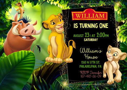 Lion King Simba customizable invitation template | Share or Print | PK407