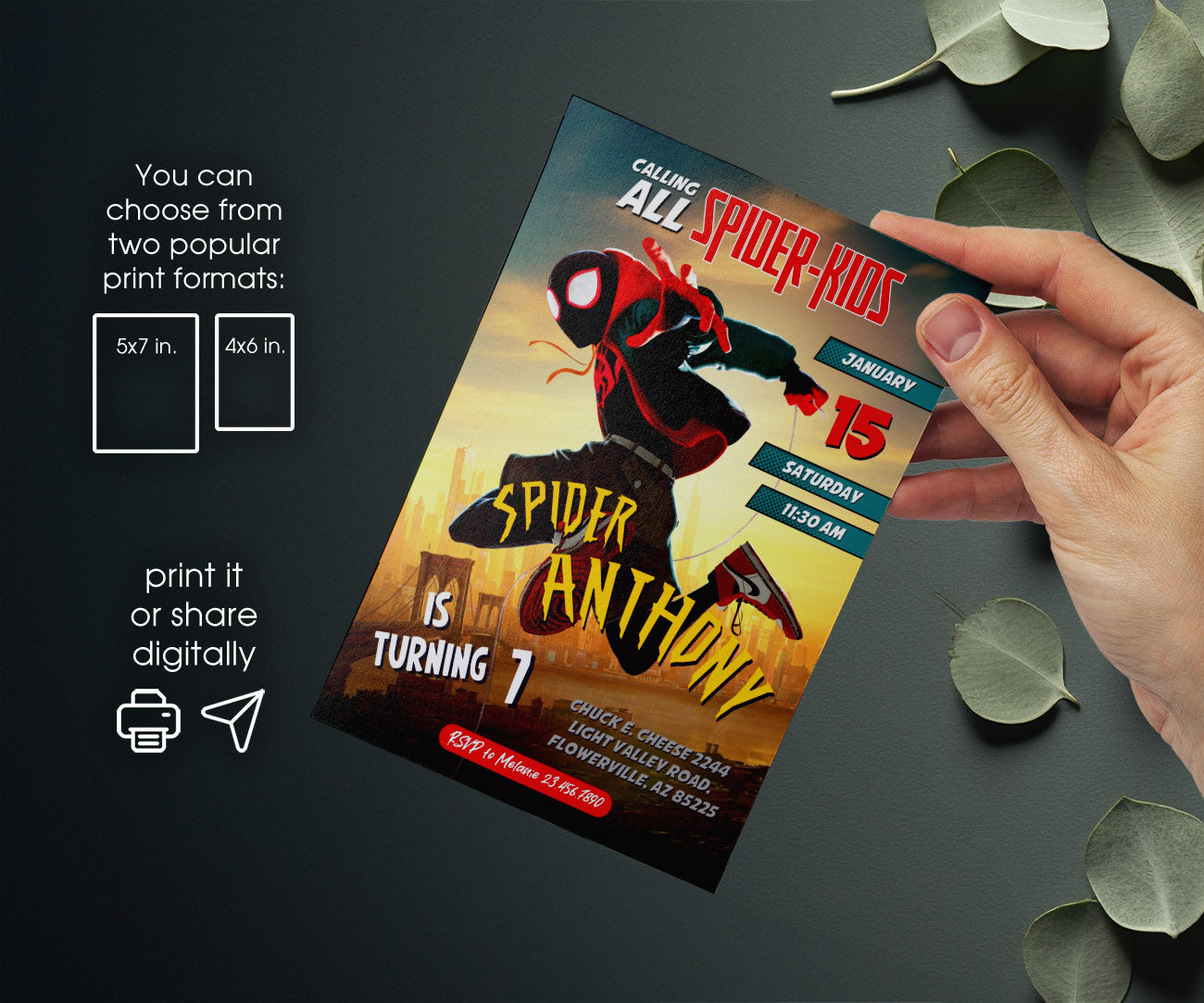 Spider Man Across the Spider-Verse customizable invitation template | Share or Print | boy | FM589