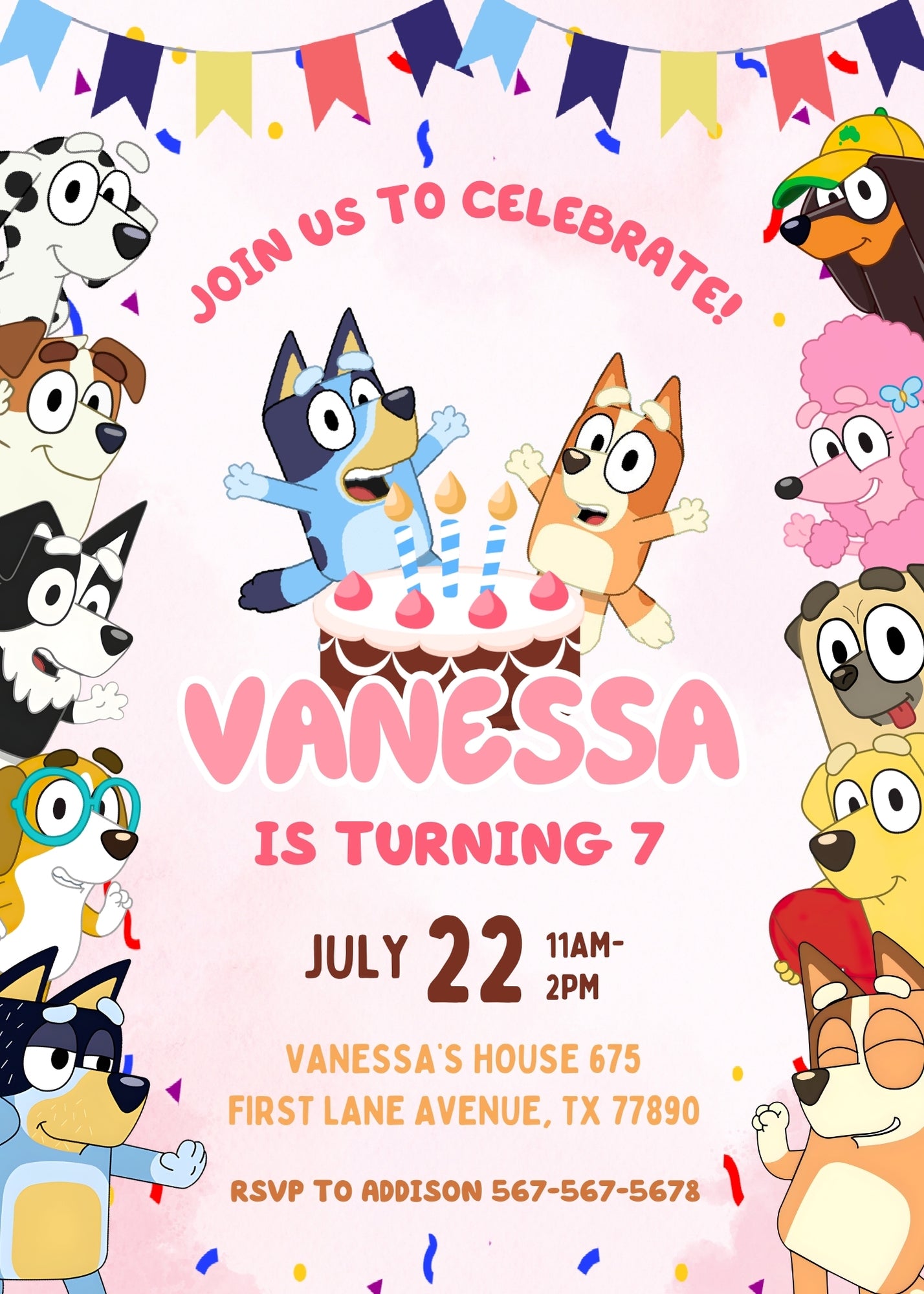 Bluey Bingo customizable invitation template | Share or Print | VP841