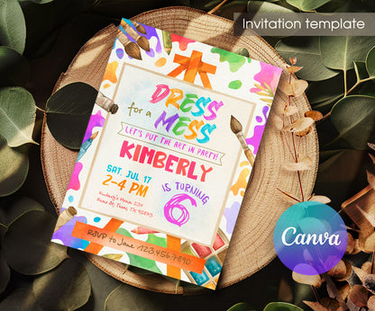 Art Dress For A Mess customizable invitation template | Share or Print | girl | RW666