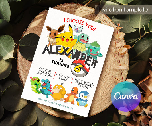 Pokemon Pikachu customizable invitation template | Share or Print | EZ380