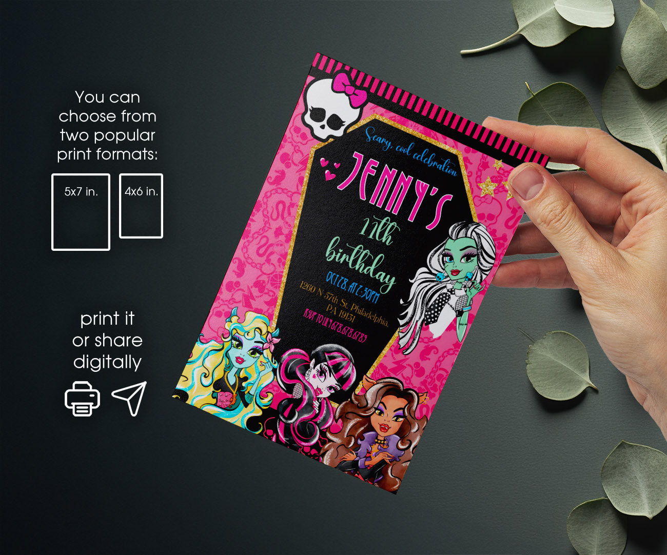 Monster High customizable invitation template | Share or Print | girl | LX880