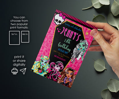 Monster High customizable invitation template | Share or Print | girl | LX880
