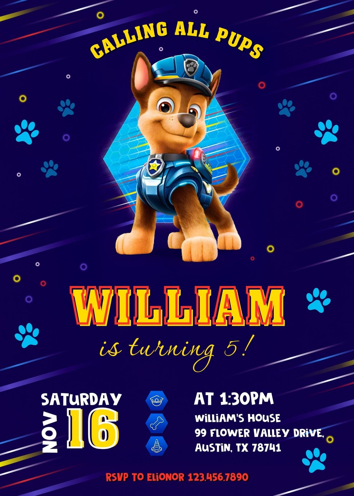 PAW Patrol customizable invitation template | Share or Print | DL847