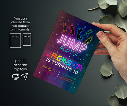 Trampoline Jump Party customizable invitation template | Share or Print | IA188