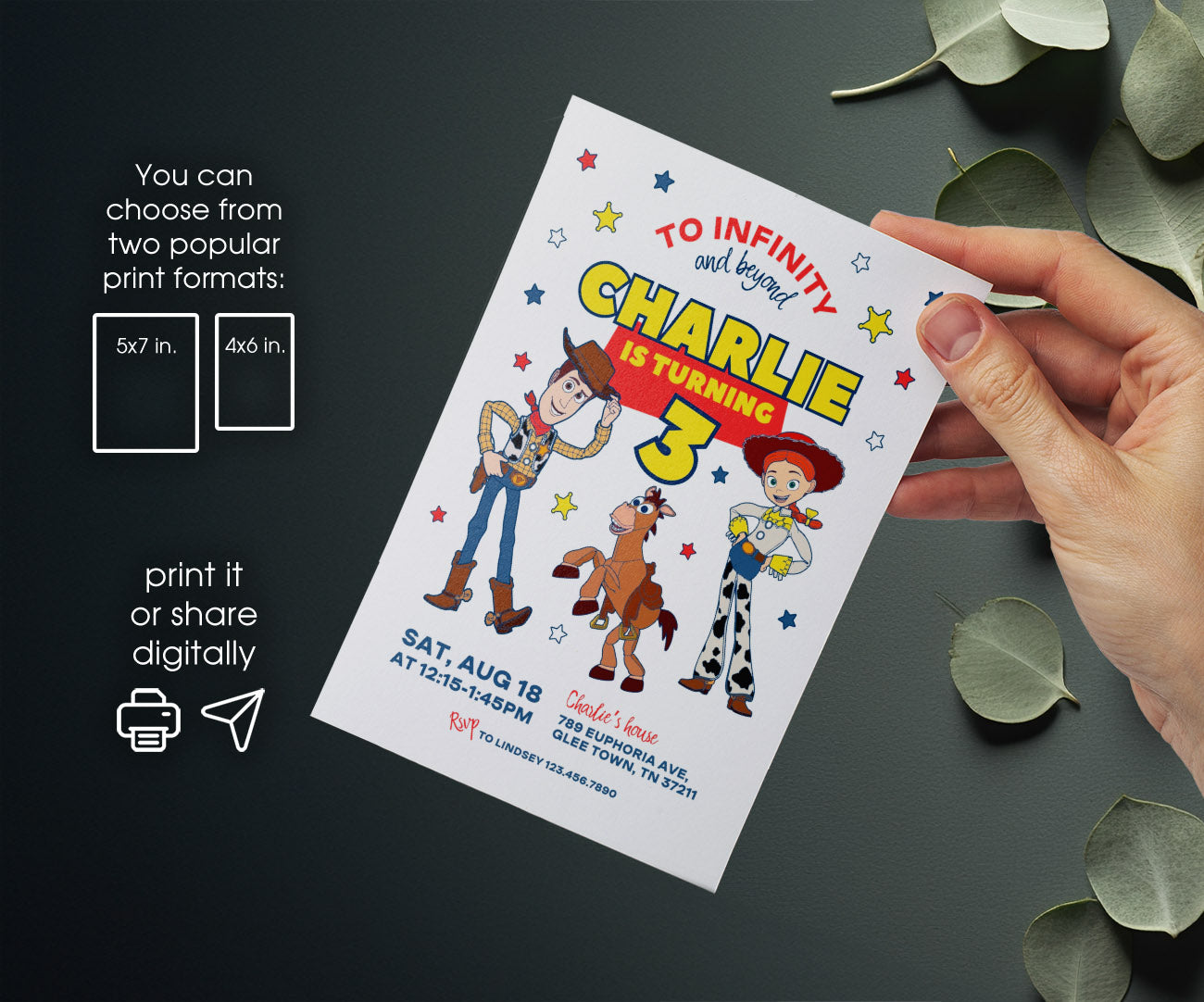 Toy Story Woody customizable invitation template | Share or Print | EY103