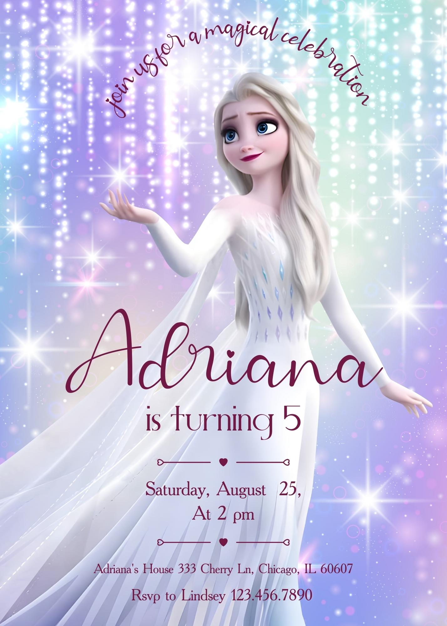 Frozen Elsa customizable invitation template | Share or Print | girl | WI340