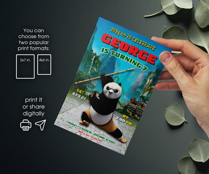 Kung Fu Panda Po customizable invitation template | Share or Print | OQ951