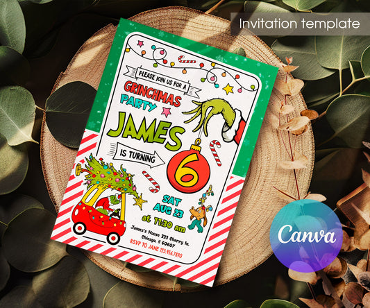 The Grinch  Merry Grinchmas customizable invitation template | Share or Print | QK667