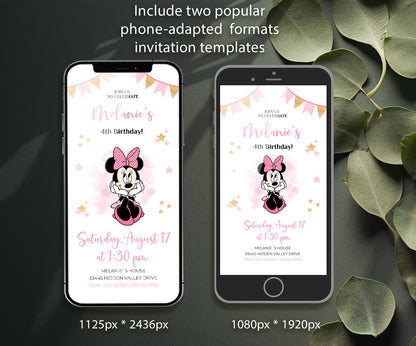 Minnie Mouse Disney Mickey customizable invitation template | Share or Print | girl | RK223