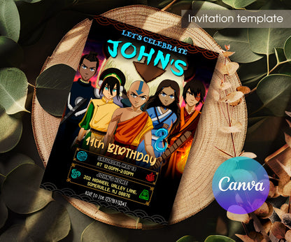 Avatar The Last Airbender customizable invitation template | Share or Print | HW139