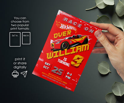 Hot Wheels Racing customizable invitation template | Share or Print | boy | PM250