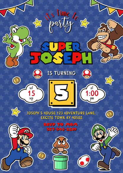 Super Mario Bros customizable invitation template | Share or Print | NX271