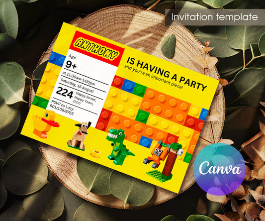 Lego customizable invitation template | Share or Print | BP984