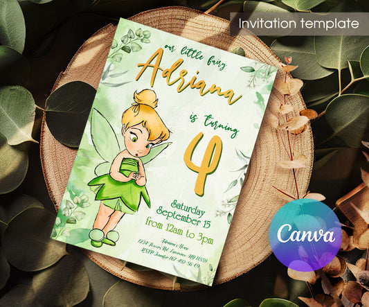 Tinker Bell Fairy Princess customizable invitation template | Share or Print | girl | BV373