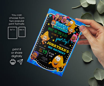 Bubble Guppies customizable invitation template | Share or Print | EJ196