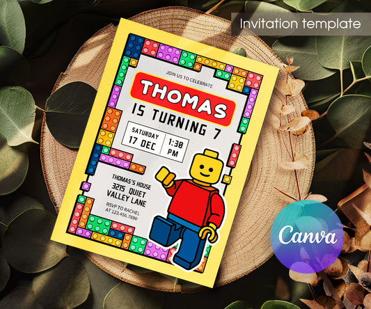 Lego Minifigures customizable invitation template | Share or Print | NH016