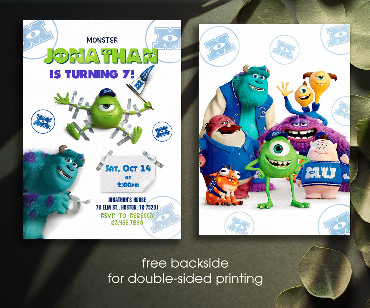 Monsters, Inc. customizable invitation template | Share or Print | TI760