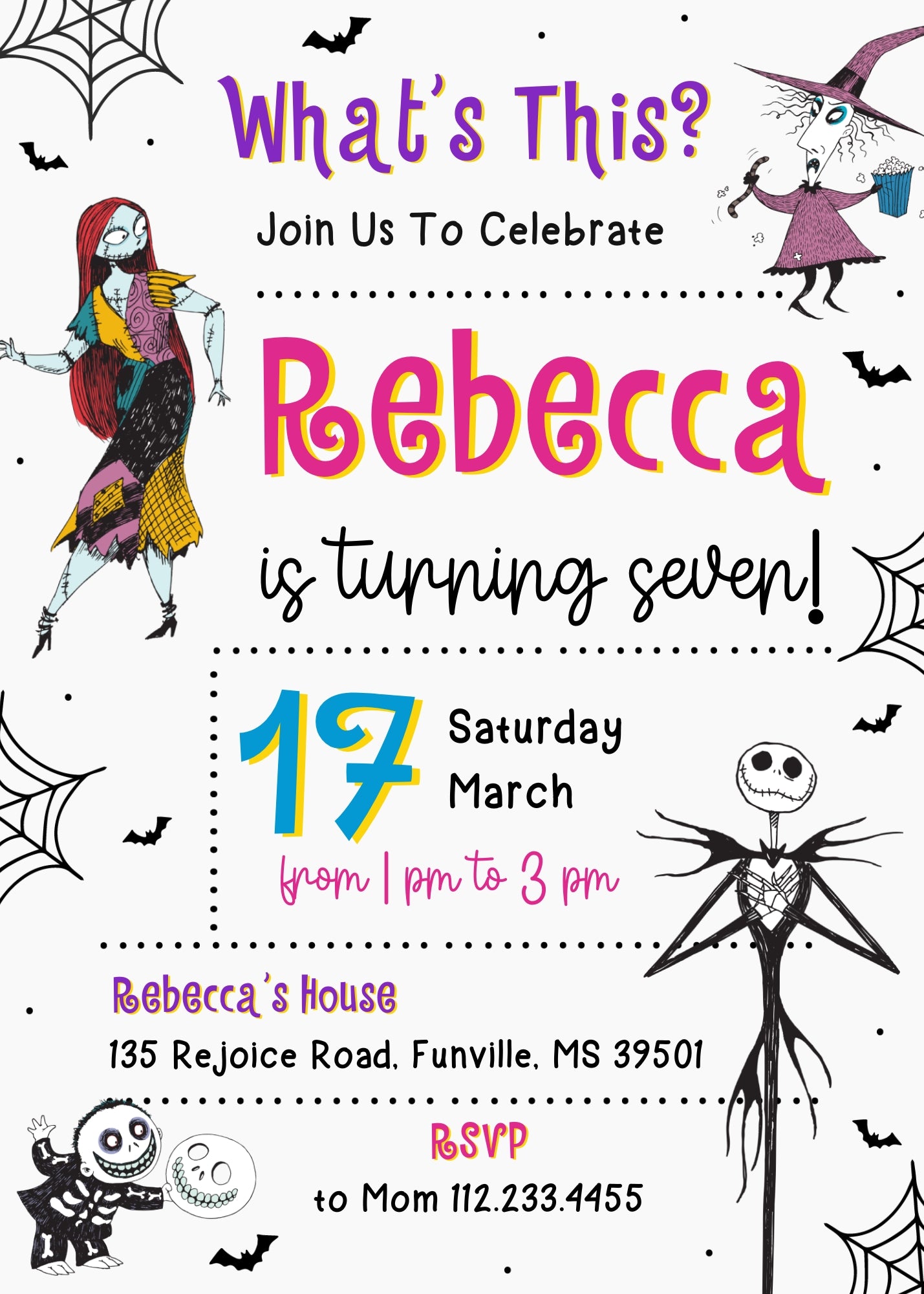 The Nightmare Before Christmas Halloween customizable invitation template | Share or Print | EW884