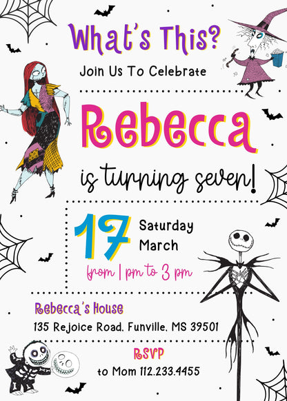 The Nightmare Before Christmas Halloween customizable invitation template | Share or Print | EW884